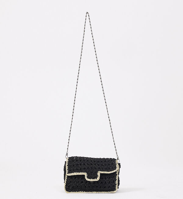 Rouge vif「【Swaraj/スワラージ】手編みのメタリックマクラメBAG / チェーンミニバ」|ショルダー・メッセンジャー|ブラック