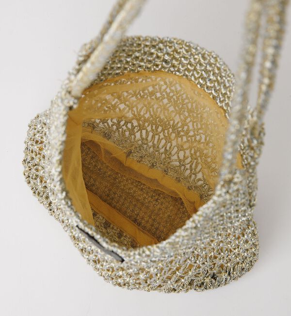 Rouge vif「【Swaraj /スワラージ】手編みのメタリックマクラメ・ショルダーバッグ（裏地」|ショルダー・メッセンジャー|