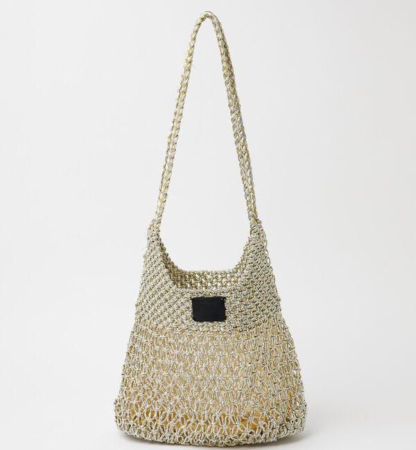 Rouge vif「【Swaraj /スワラージ】手編みのメタリックマクラメ・ショルダーバッグ（裏地」|ショルダー・メッセンジャー|