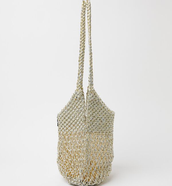 Rouge vif「【Swaraj /スワラージ】手編みのメタリックマクラメ・ショルダーバッグ（裏地」|ショルダー・メッセンジャー|