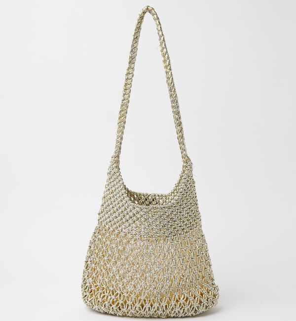 Rouge vif「【Swaraj /スワラージ】手編みのメタリックマクラメ・ショルダーバッグ（裏地」|ショルダー・メッセンジャー|