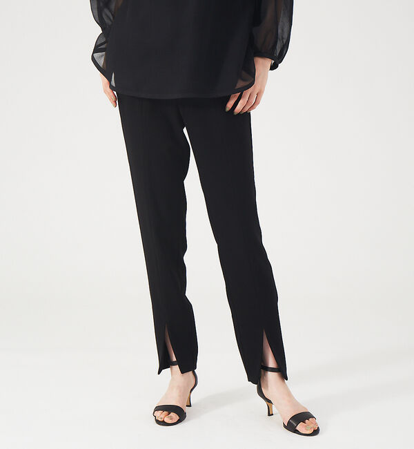 qualite「【セットアップ対応】スリムテーパードスリットパンツ」|その他|ブラック