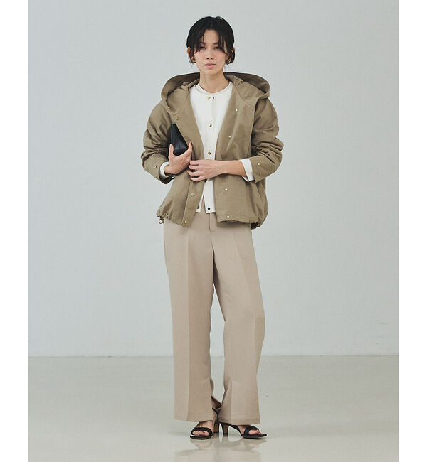 qualite「在庫あるのみ！【小顔効果抜群！大人のフードブルゾン】タスランストレッチフードブル」|ブルゾン・スタジャン|