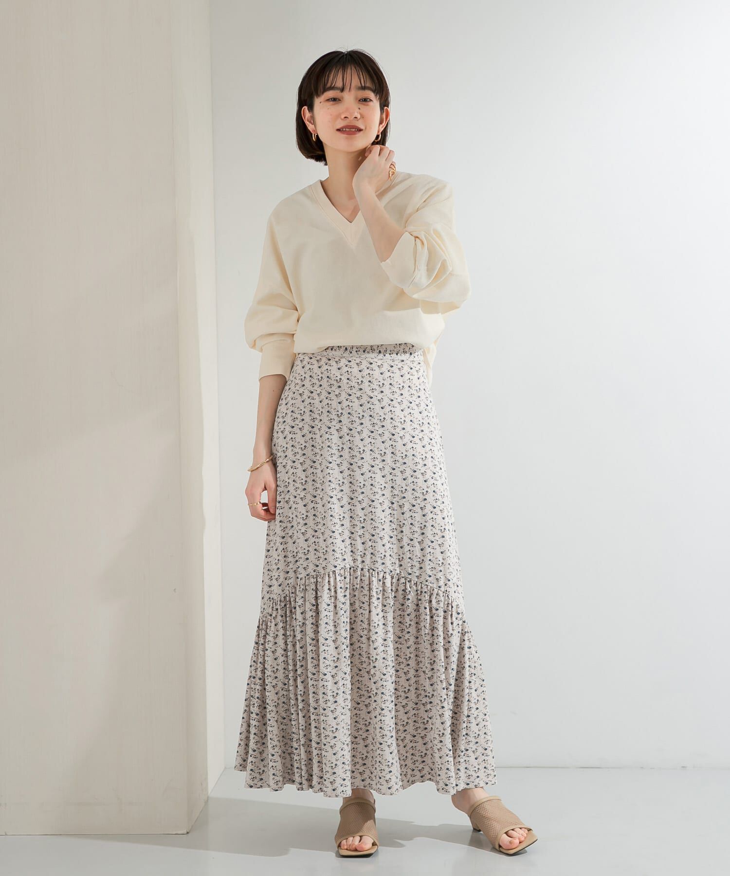  「プリントロングティアードスカート」|スカート|
