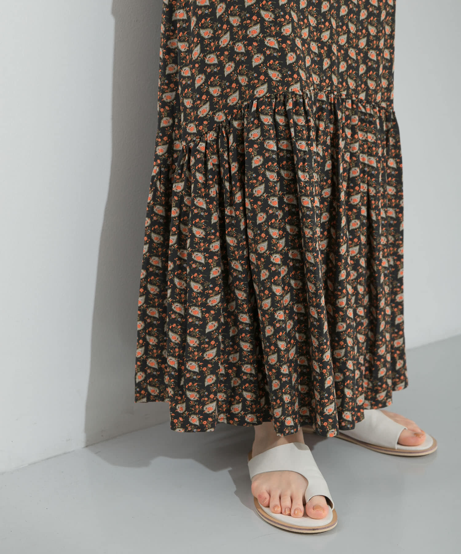  「プリントロングティアードスカート」|スカート|