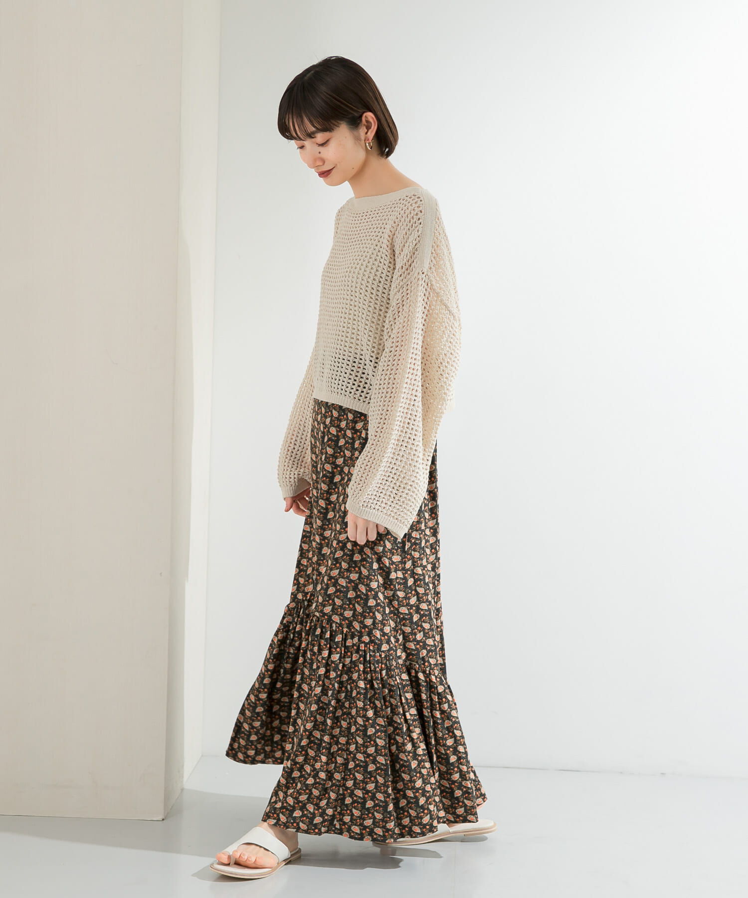  「プリントロングティアードスカート」|スカート|