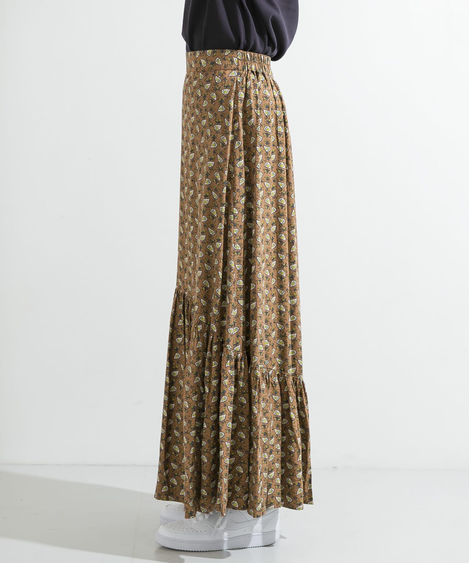  「プリントロングティアードスカート」|スカート|