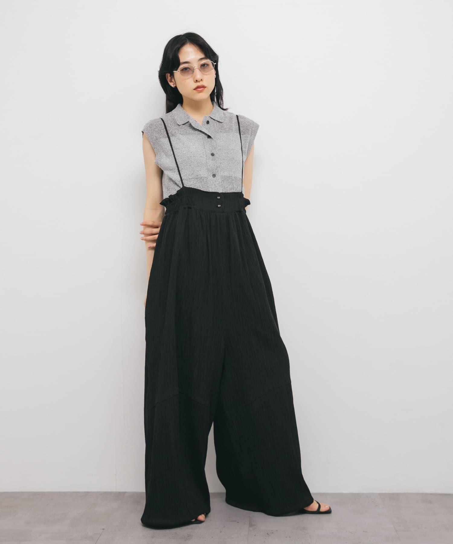  「ボリュームサロペット」|スカート|ブラック