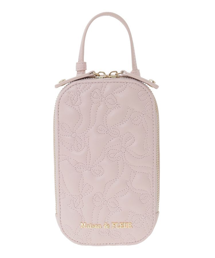 Maison de FLEUR「リボンキルティングスマホポシェット」|ショルダー・メッセンジャー|