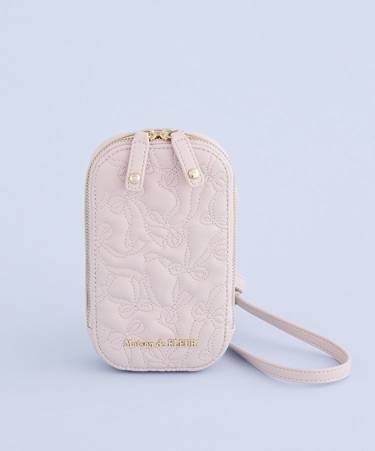 Maison de FLEUR「リボンキルティングスマホポシェット」|ショルダー・メッセンジャー|