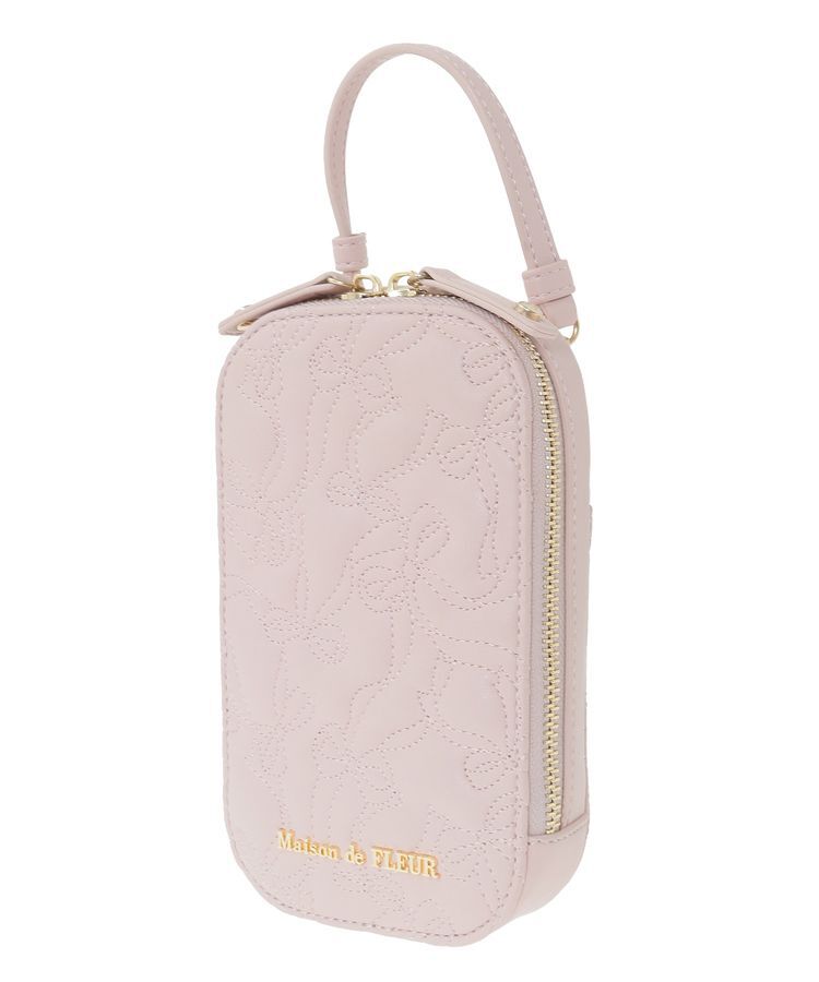 Maison de FLEUR「リボンキルティングスマホポシェット」|ショルダー・メッセンジャー|