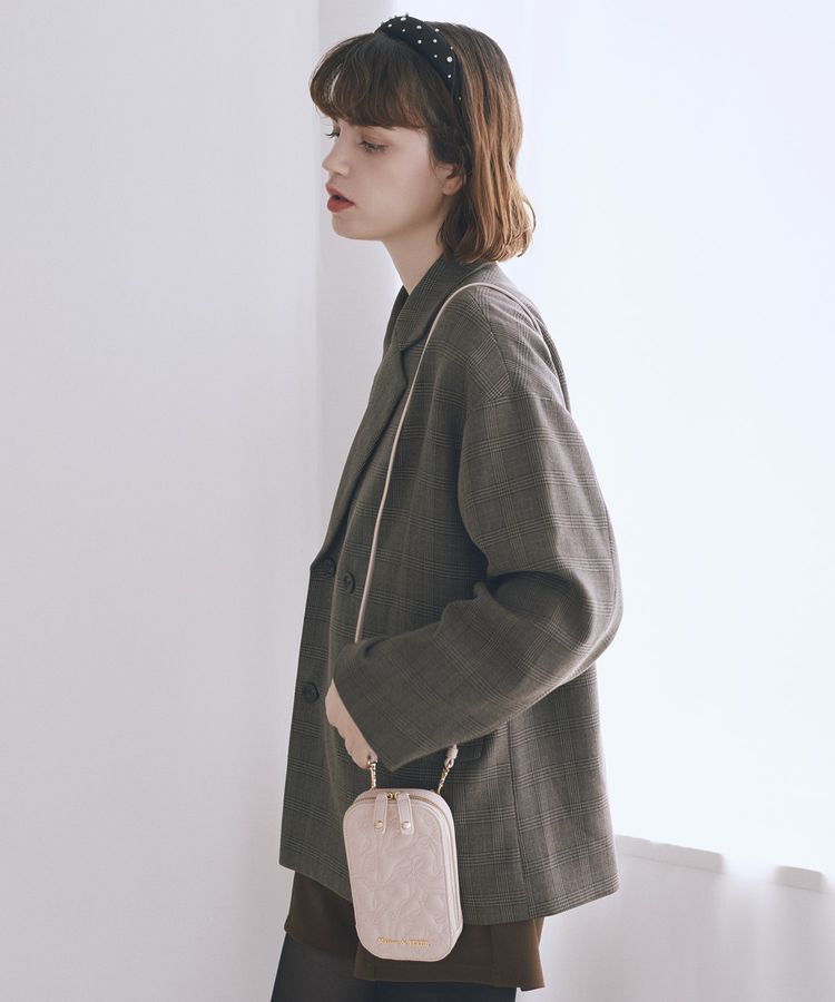 Maison de FLEUR「リボンキルティングスマホポシェット」|ショルダー・メッセンジャー|ピンク