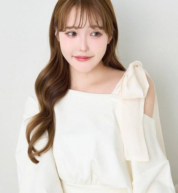  「肩リボン刺繍入りラメトップス」|プルオーバー|