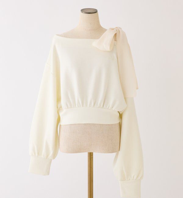  「肩リボン刺繍入りラメトップス」|プルオーバー|
