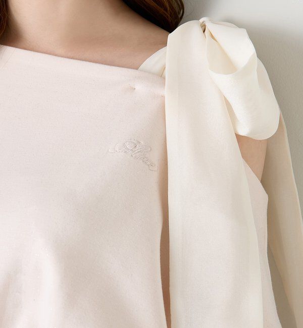  「肩リボン刺繍入りラメトップス」|プルオーバー|