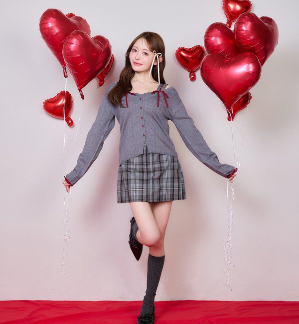  「【Heart collection】ハートボタンビスチェセットカーディガン」|ニット・セーター|