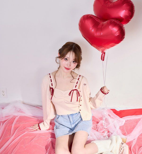  「【Heart collection】ハートボタンビスチェセットカーディガン」|ニット・セーター|