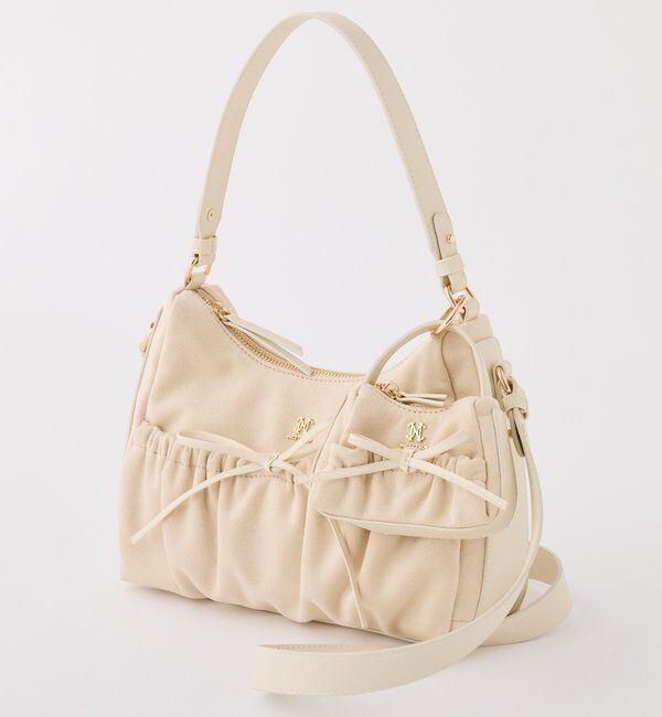  「ミニバッグチャーム付きドロストリボンバッグ」|ショルダー・メッセンジャー|