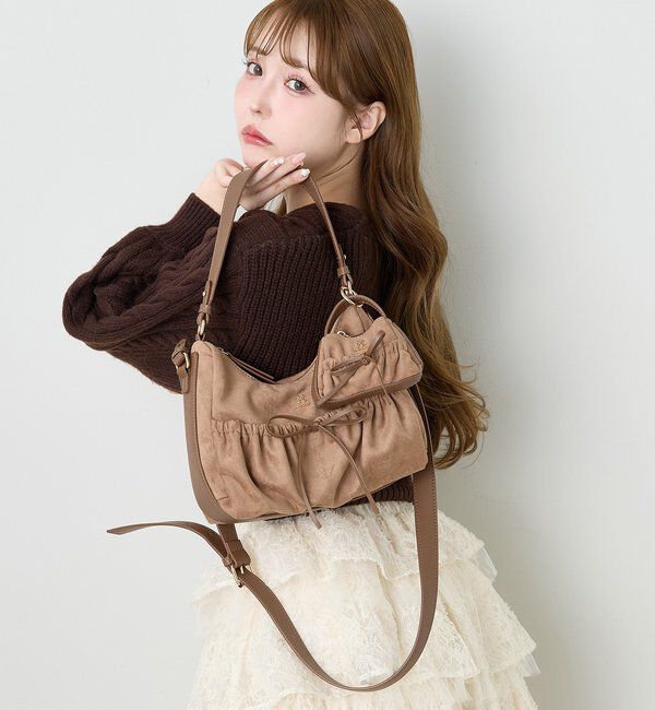  「ミニバッグチャーム付きドロストリボンバッグ」|ショルダー・メッセンジャー|