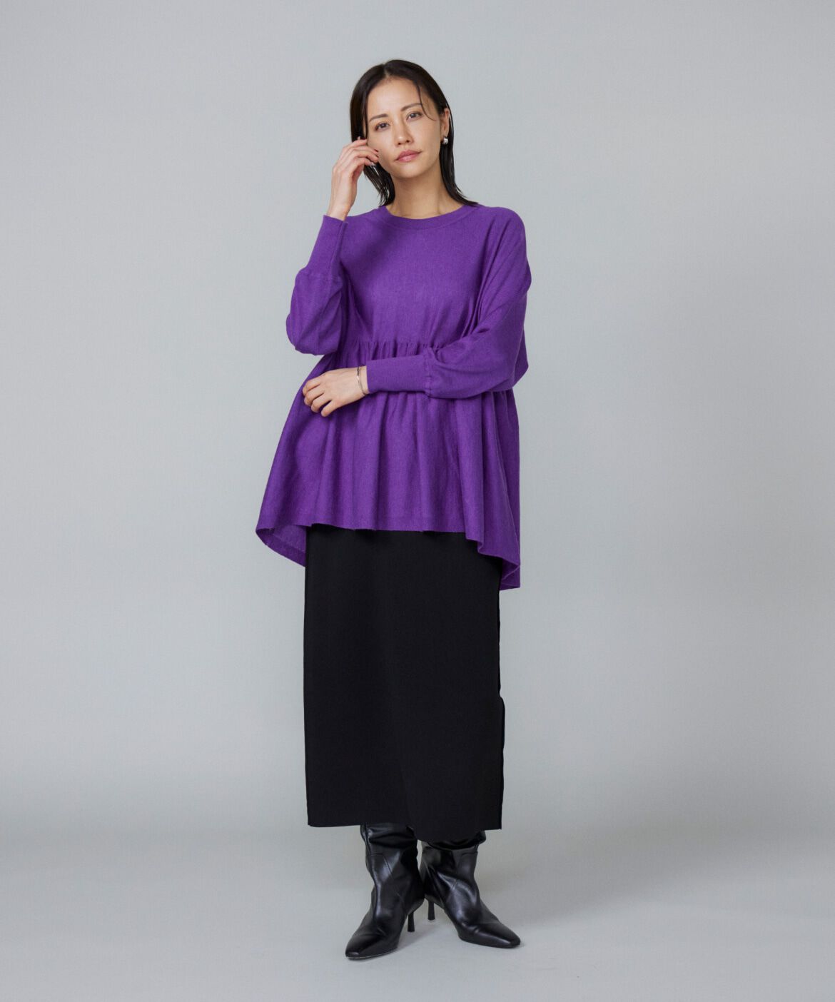 Le Souk「《大きいサイズ》ミラノリブAラインスカート」|タイト|