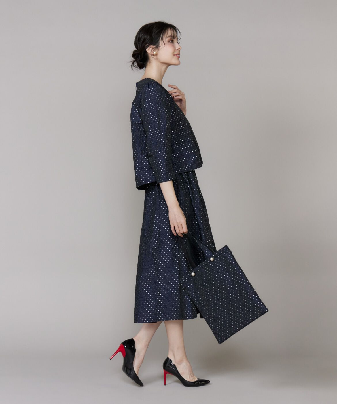 Maglie le cassetto「《プラスサイズ》ラメドットジャガードブラウス」|シャツ・ブラウス|