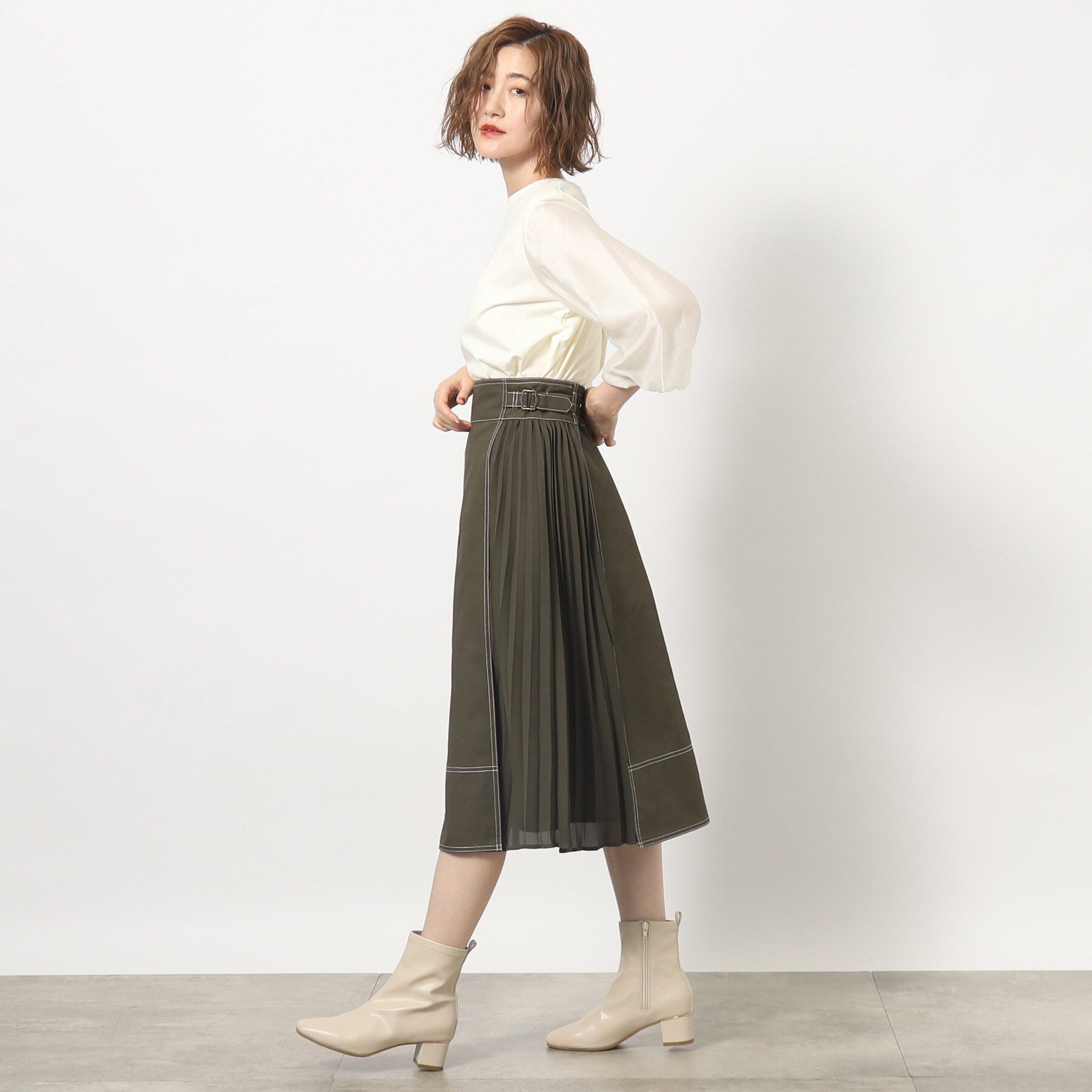 grove「グローブ人気のスカート！デニムサイドプリーツスカート」|スカート|