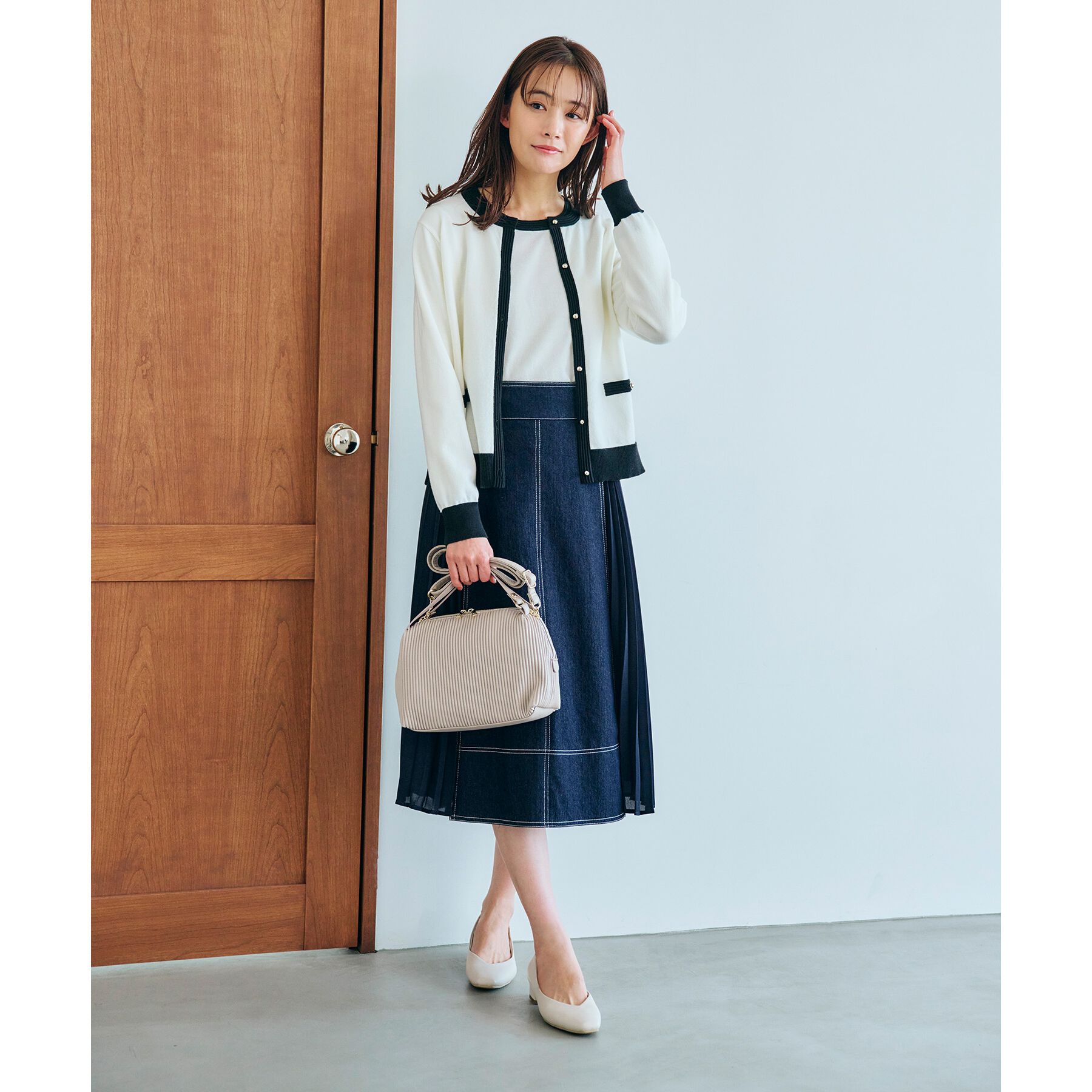 grove「グローブ人気のスカート！デニムサイドプリーツスカート」|スカート|