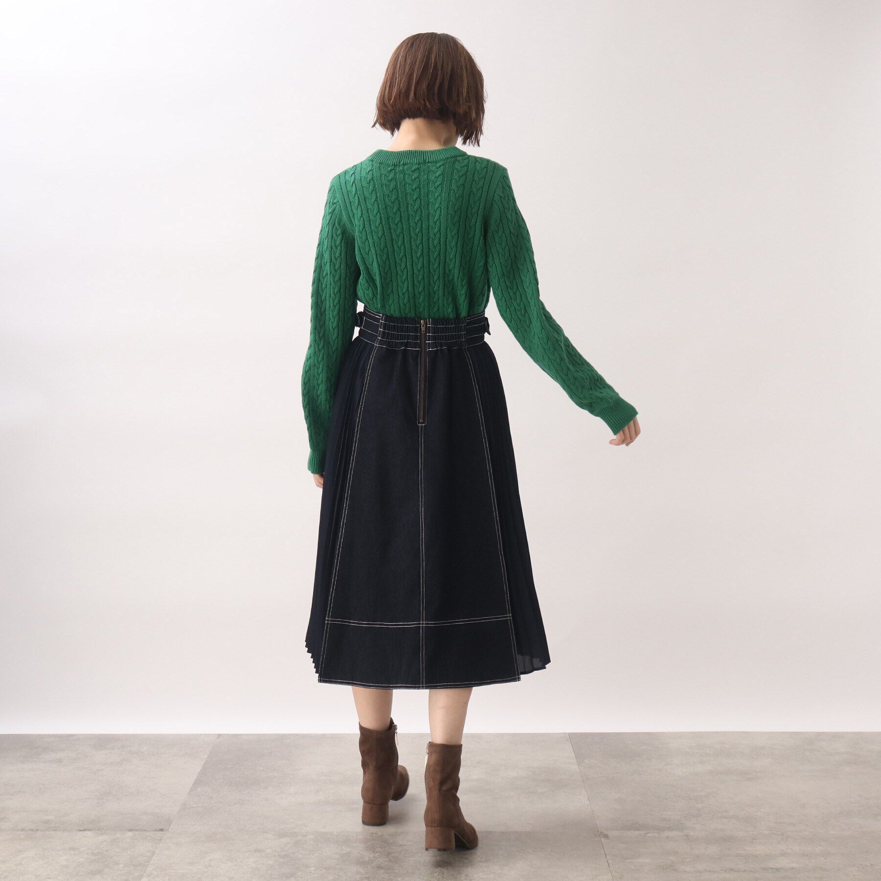 grove「グローブ人気のスカート！デニムサイドプリーツスカート」|スカート|