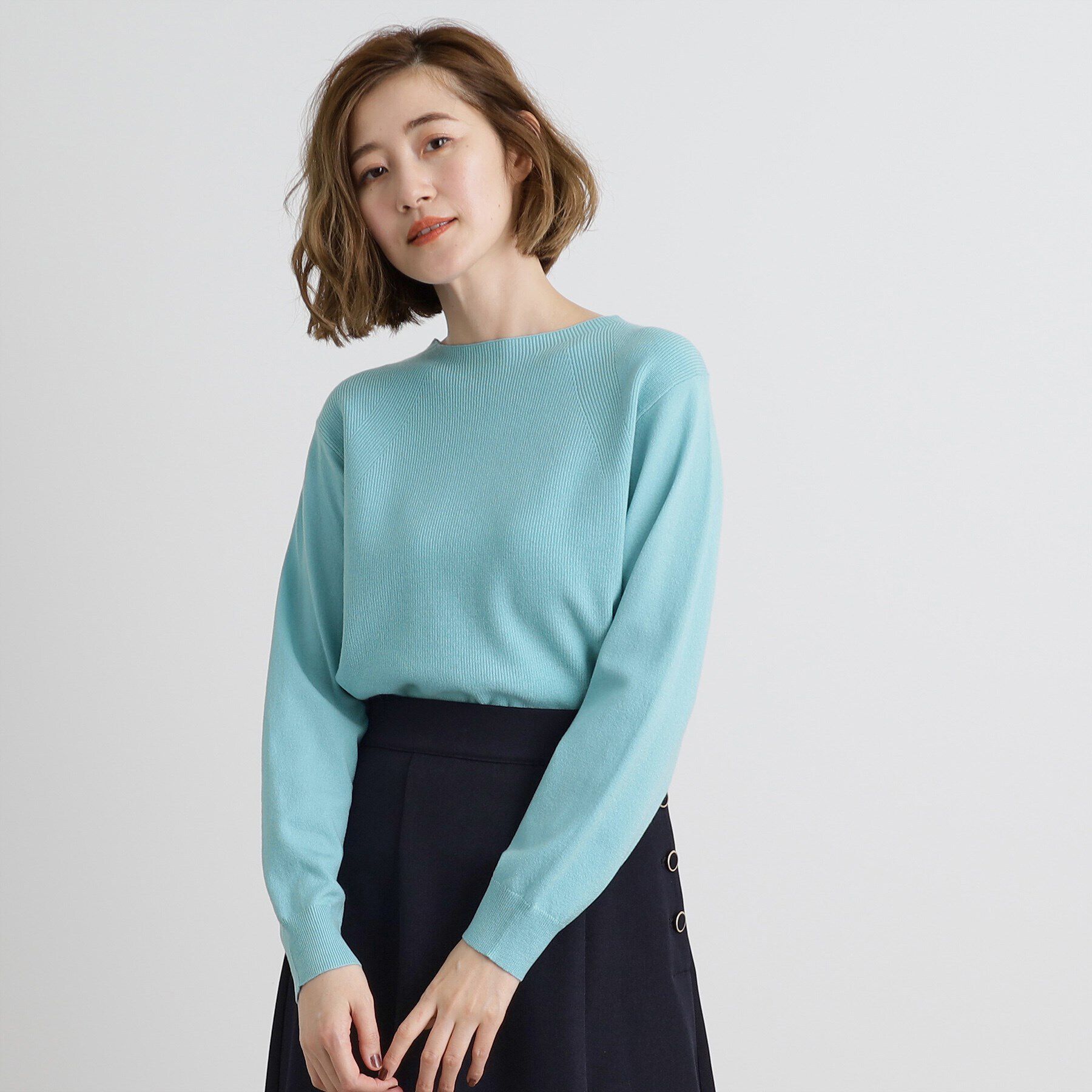 grove「【洗える】毛玉軽減ニットプルオーバー」|ニット・セーター|ブルー(092)