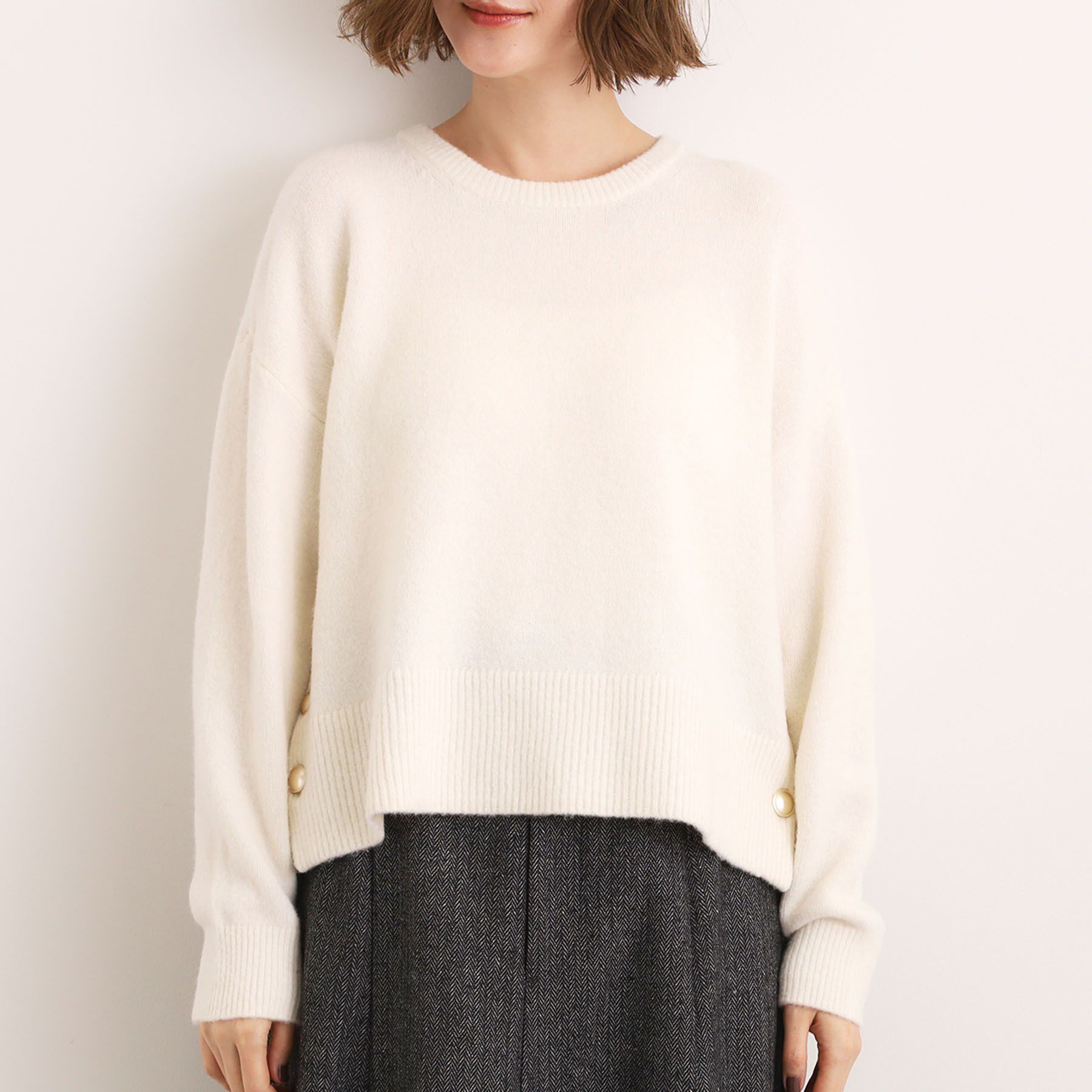 grove「【洗える】レイヤードにもおすすめ！サイド釦ニット」|ニット・セーター|
