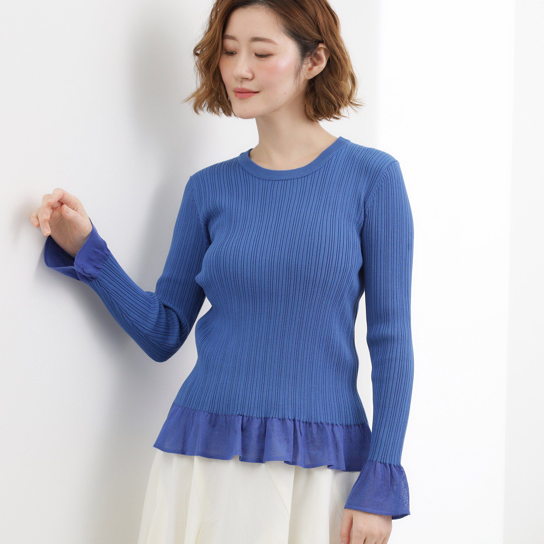 grove「シアーフリルリブニットプルオーバー」|ニット・セーター|