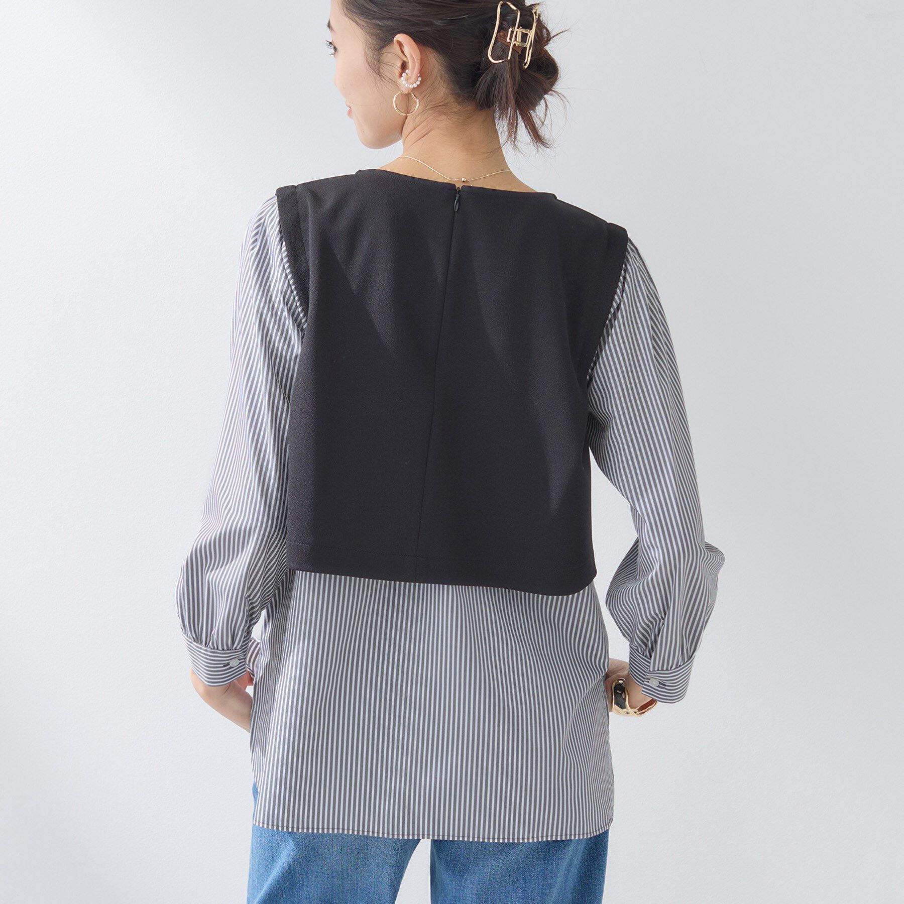 INDIVI「【洗える／UVケア】レイヤード風デザイントップス」|Tシャツ・カットソー|