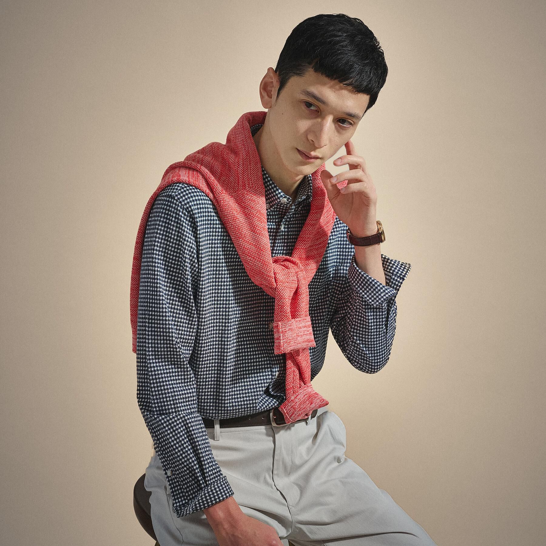 TAKEO KIKUCHI「【抗菌防臭】サッカーギンガムチェック ボタンダウンシャツ」|シャツ・ブラウス|ネイビー(294)