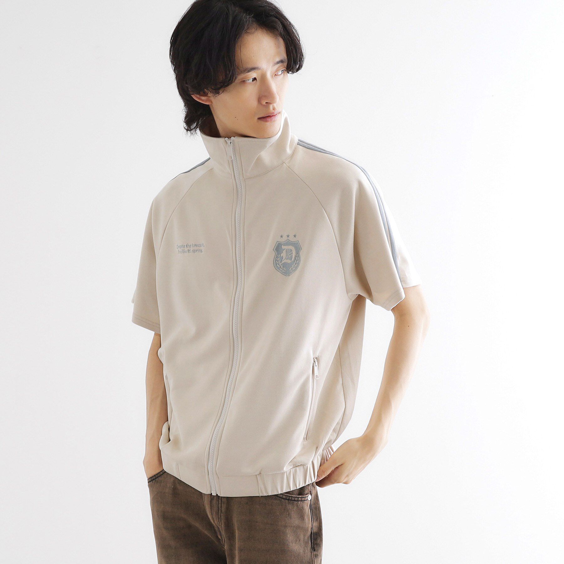 tk.TAKEO KIKUCHI「スエードライクトラックジャケット」|ブルゾン・スタジャン|アイボリー(004)