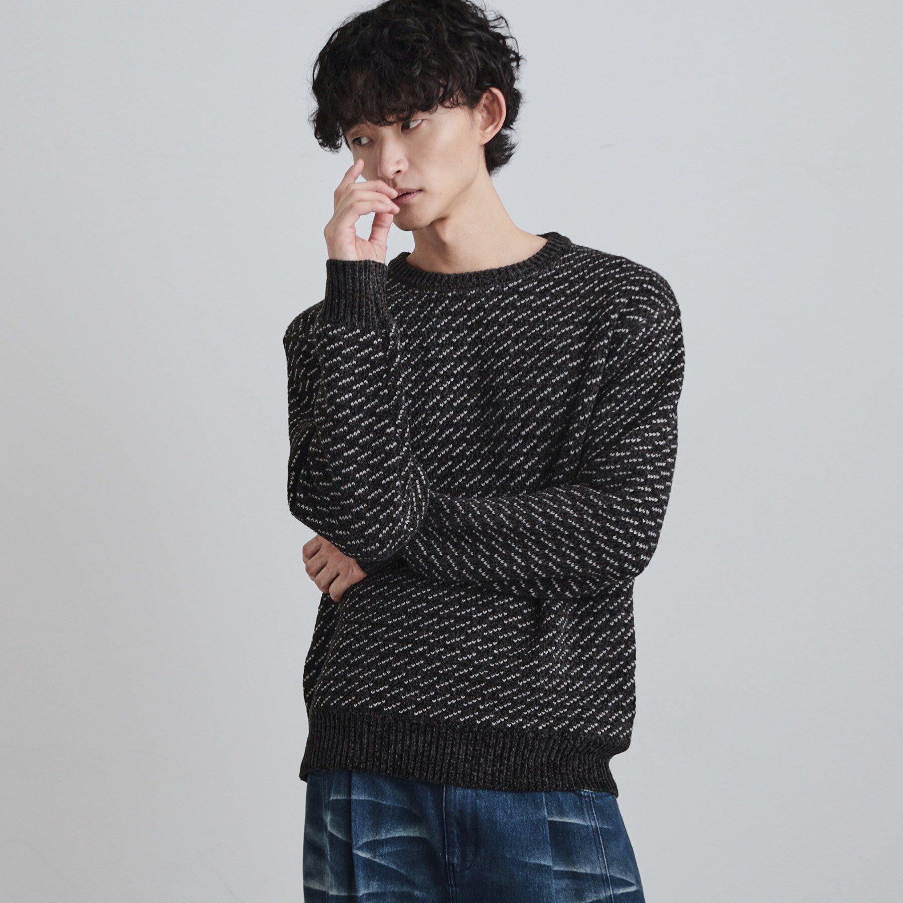 tk.TAKEO KIKUCHI「バーズアイモールニット」|ニット・セーター|チャコールグレー(0