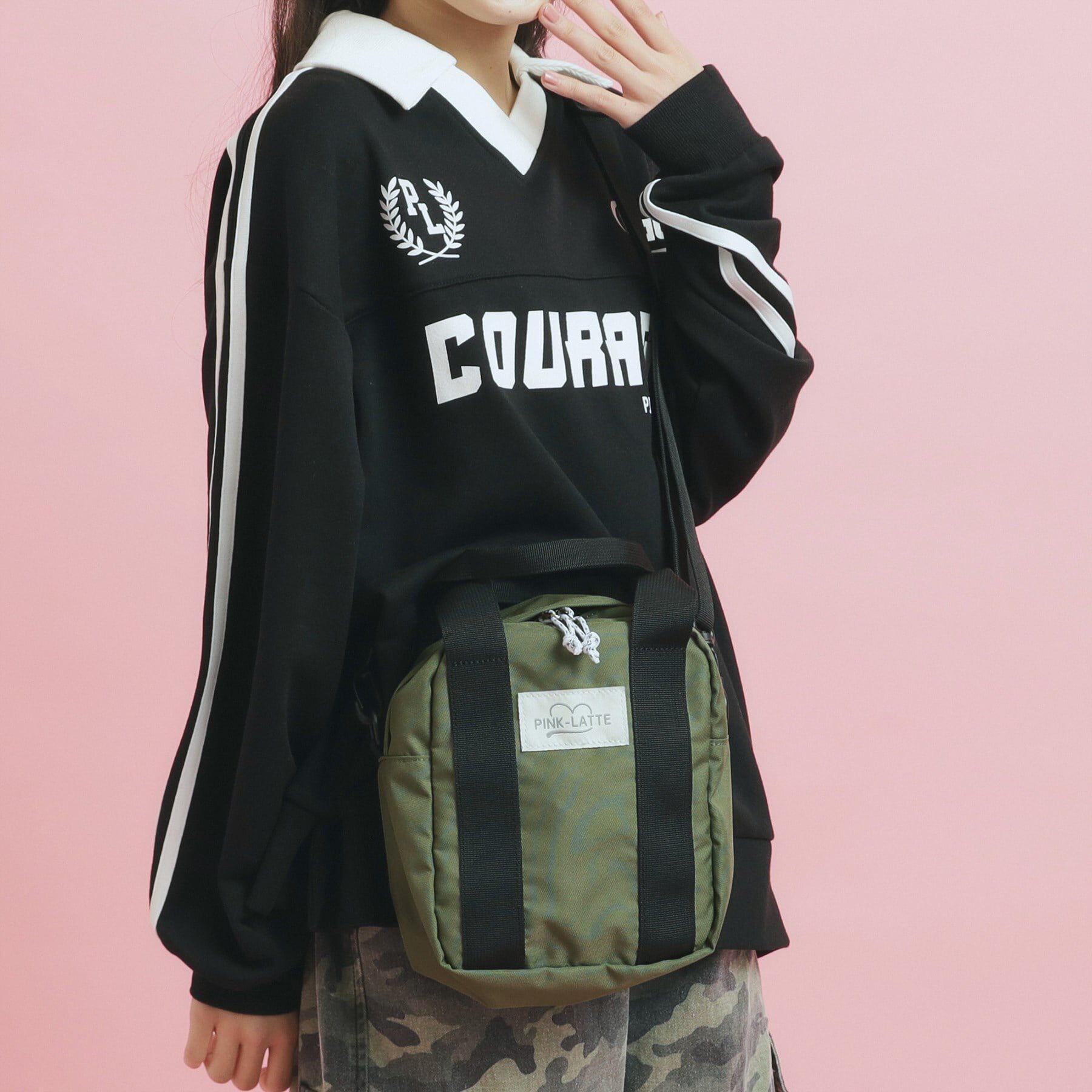 PINK-latte「◆【2WAY】カジュアルミニショルダー」|ショルダー・メッセンジャー|カーキ(027)