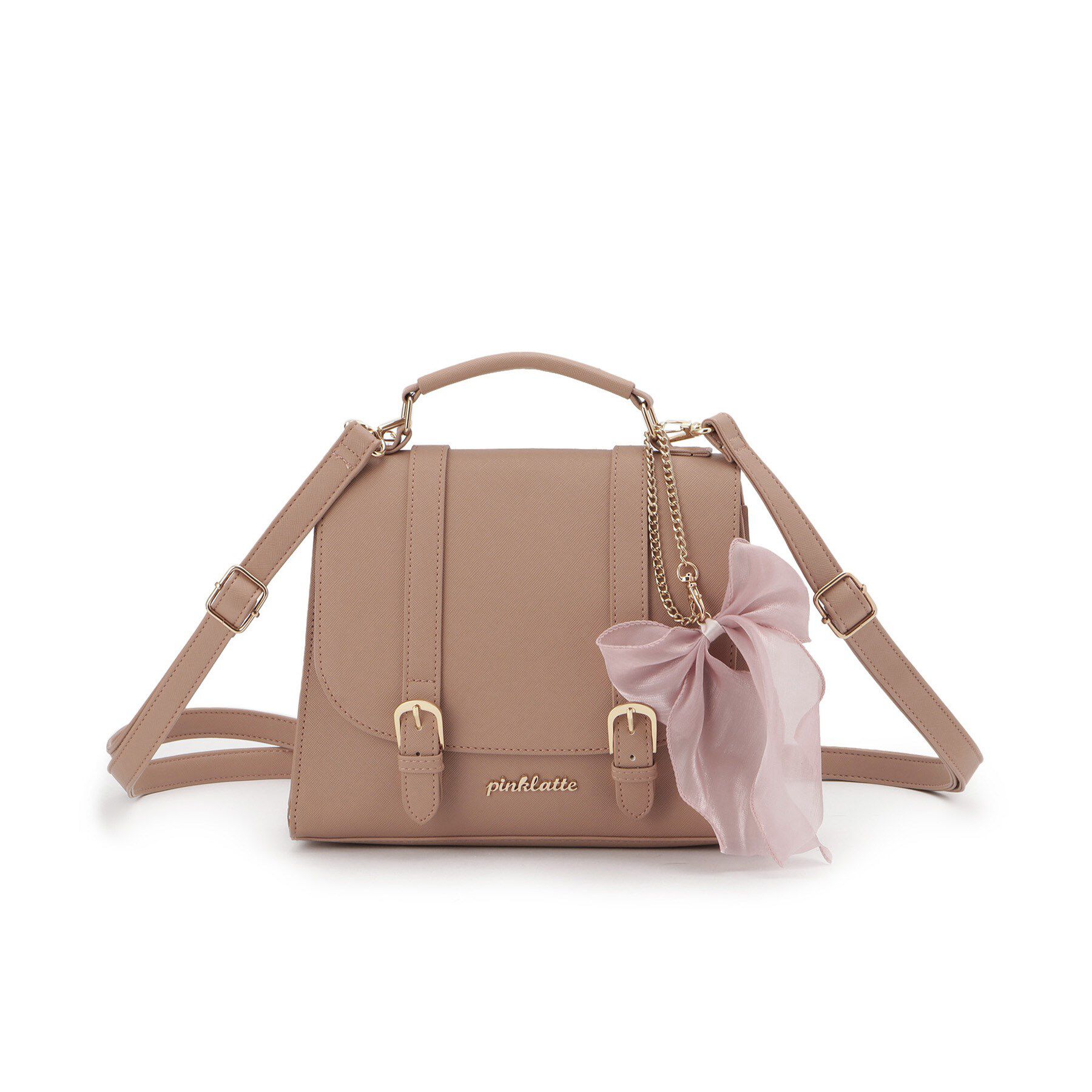 PINK-latte「◆リボンチャーム付きガーリーサッチェル」|ショルダー・メッセンジャー|