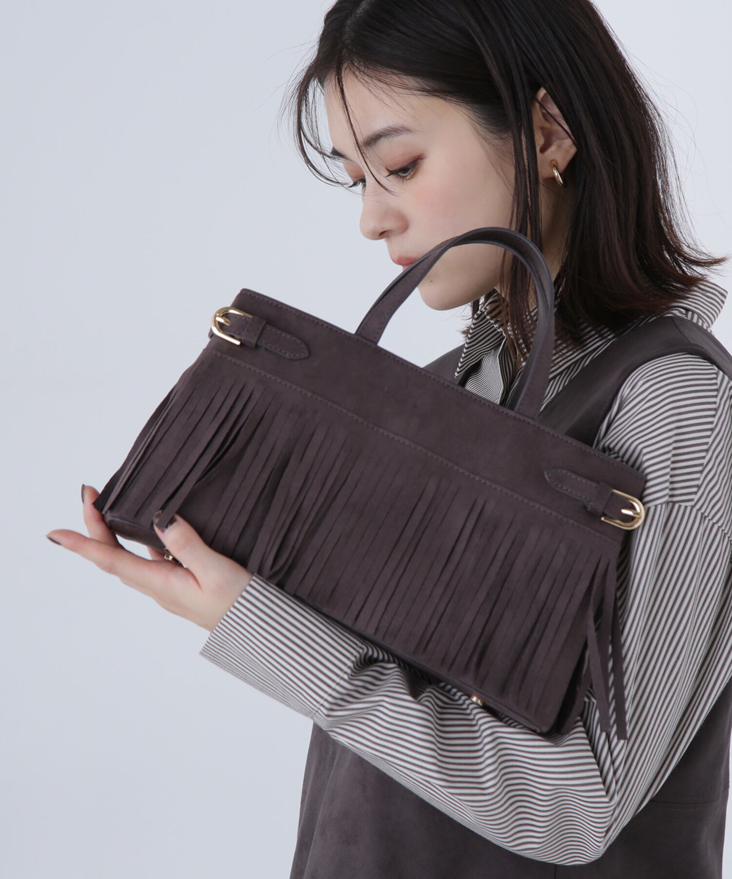  「フリンジベルテッドショルダーバッグ」|ショルダー・メッセンジャー|チャコール1