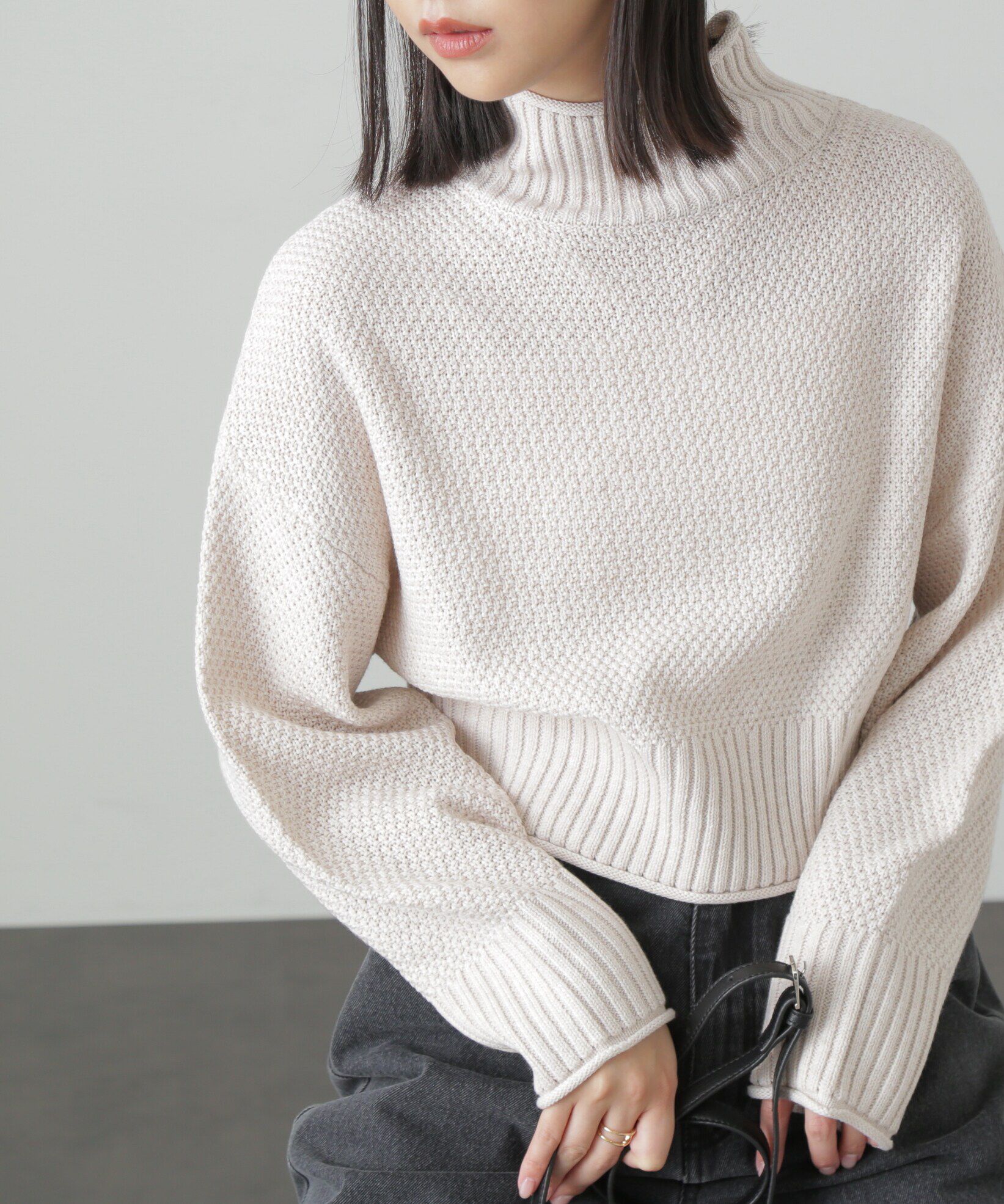  「鹿の子編みハイネックニット」|ニット・セーター|