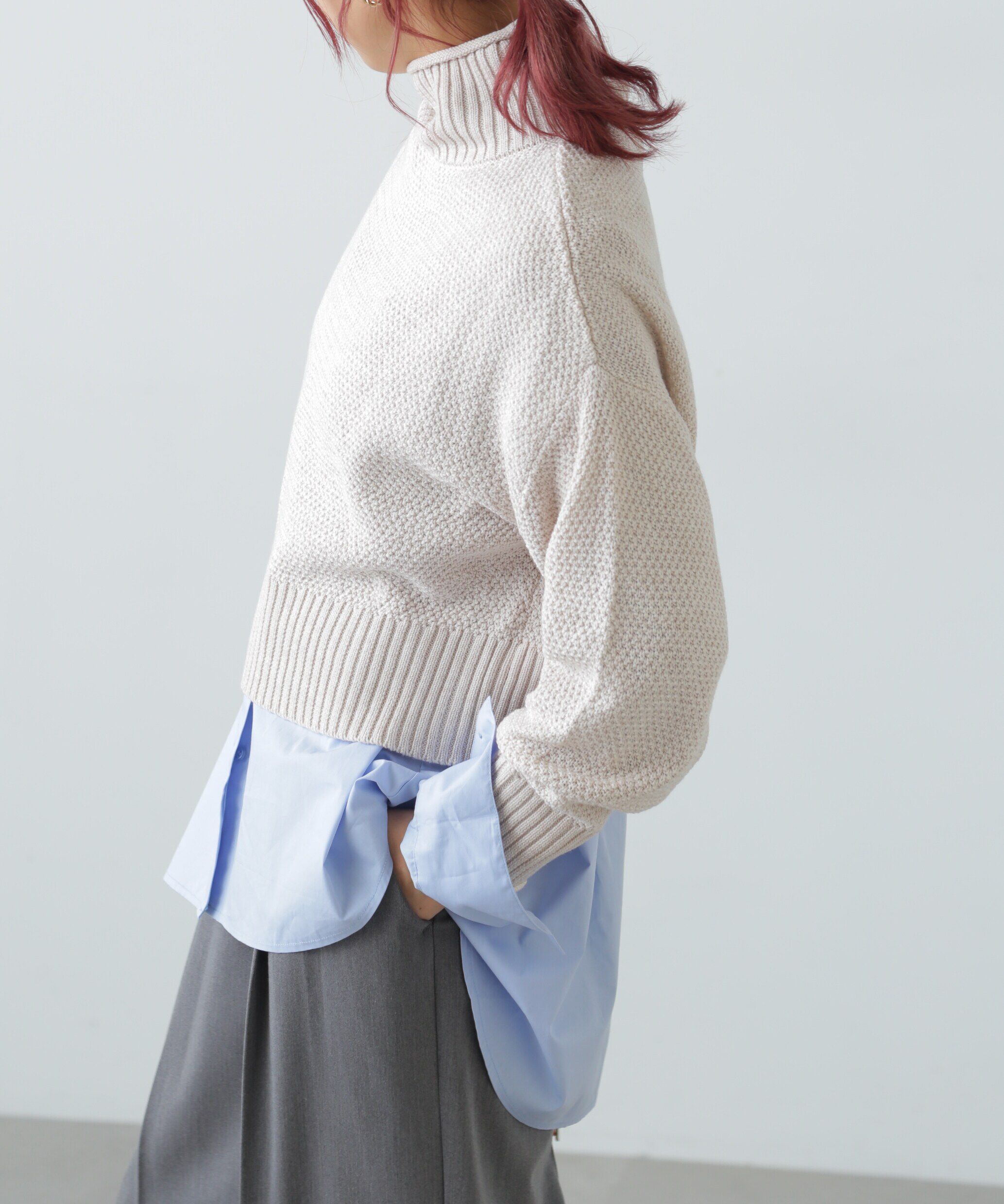  「鹿の子編みハイネックニット」|ニット・セーター|