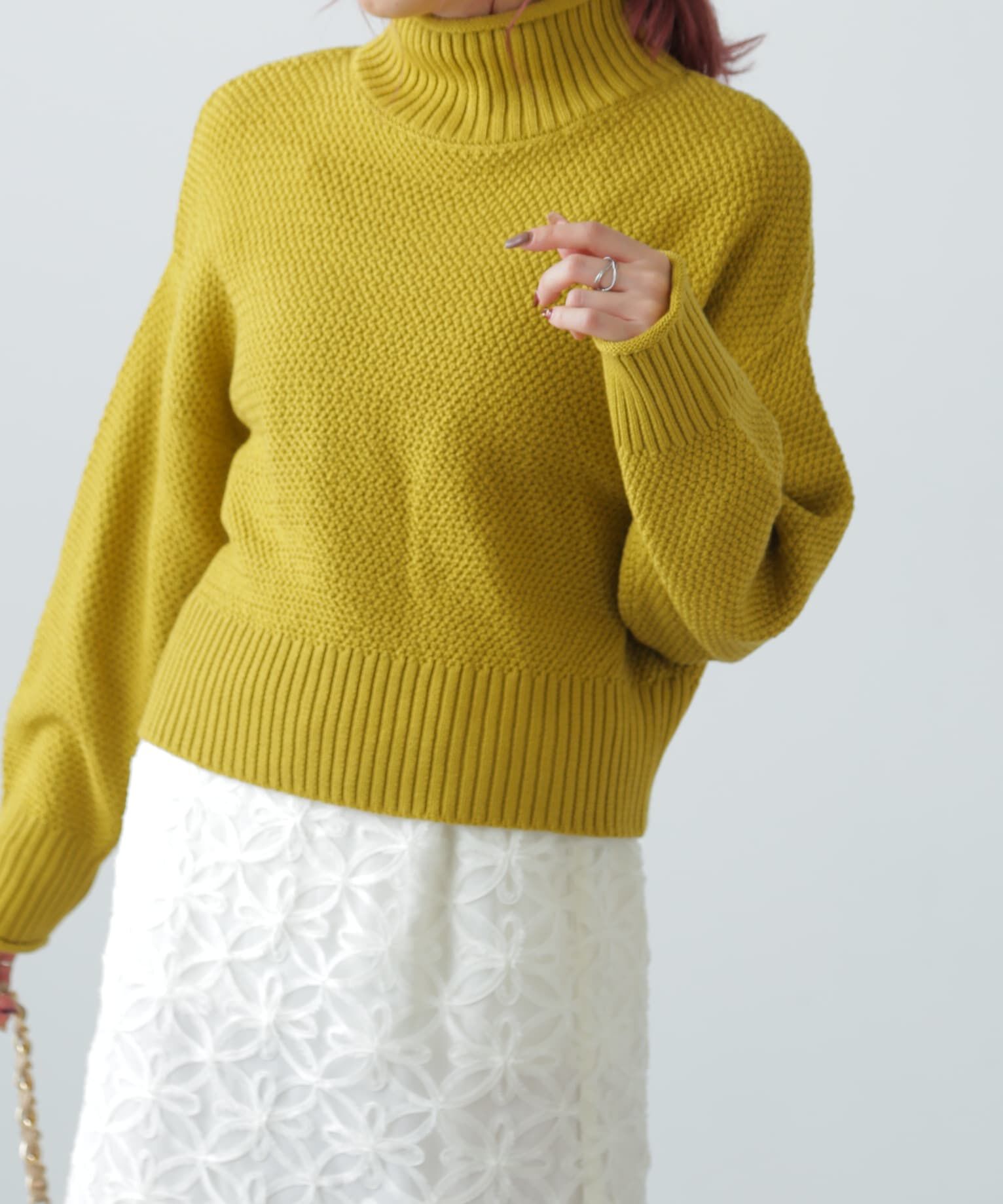  「鹿の子編みハイネックニット」|ニット・セーター|