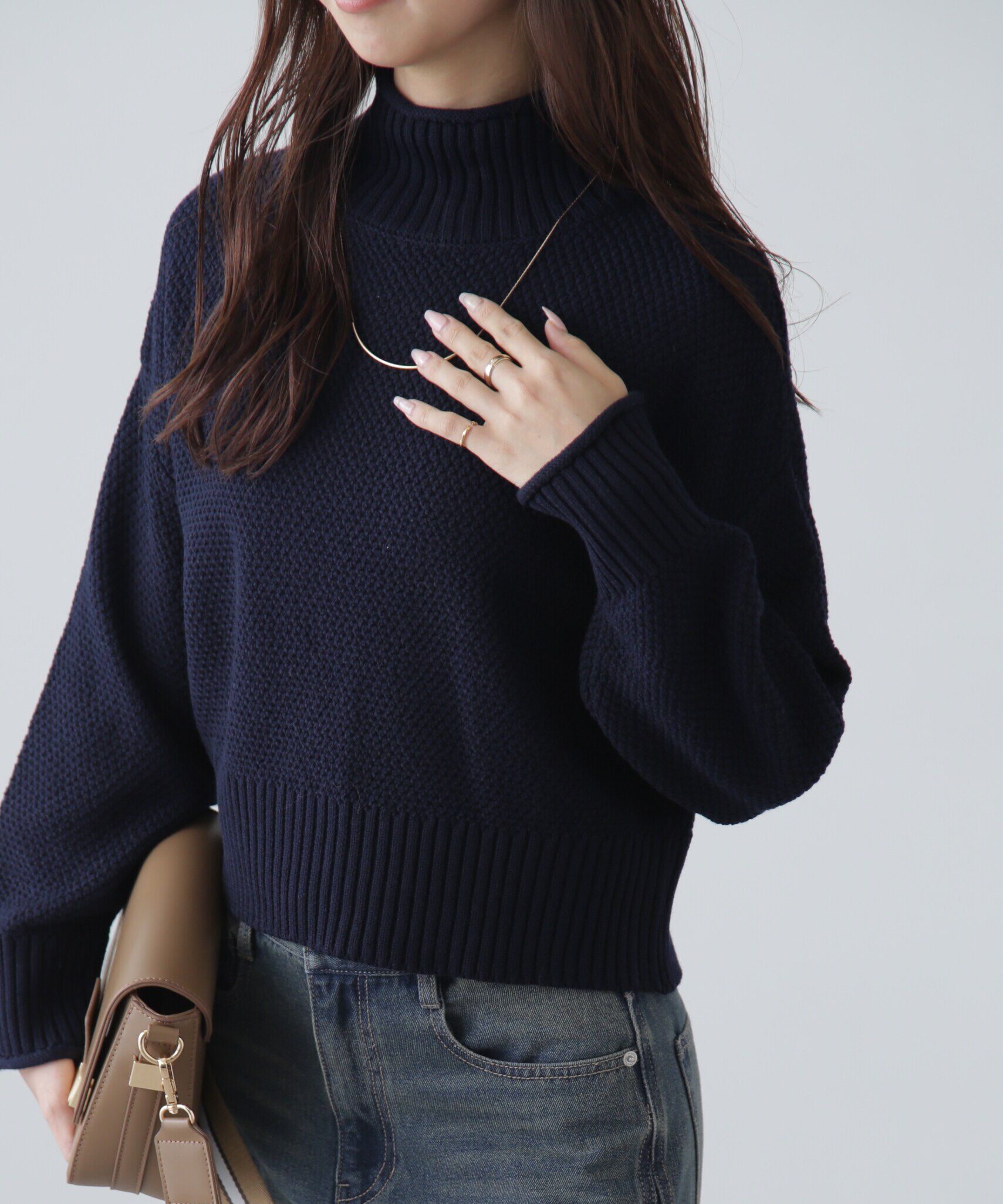  「鹿の子編みハイネックニット」|ニット・セーター|