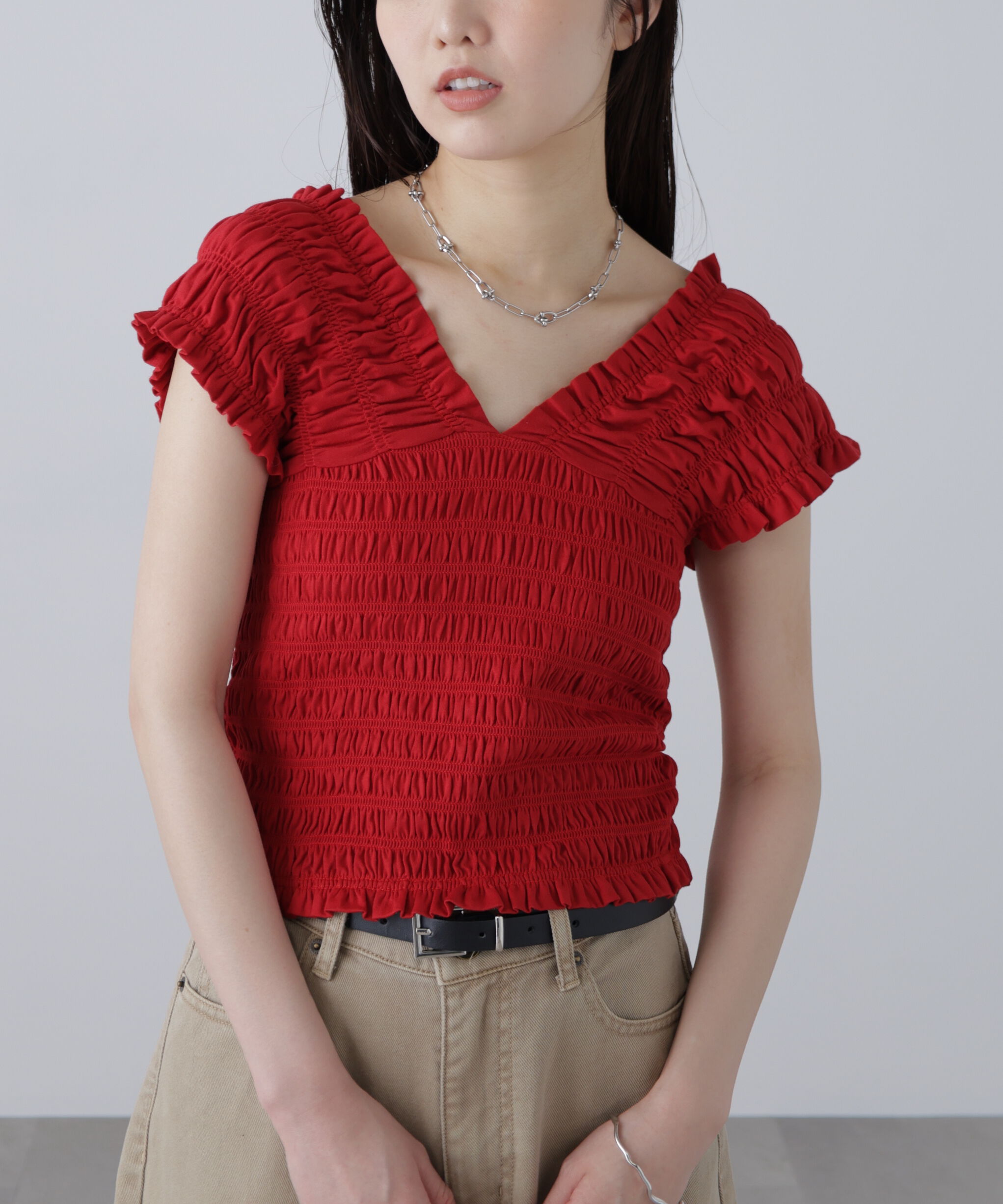  「2wayシャーリングオフショルカットソー」|Tシャツ・カットソー|