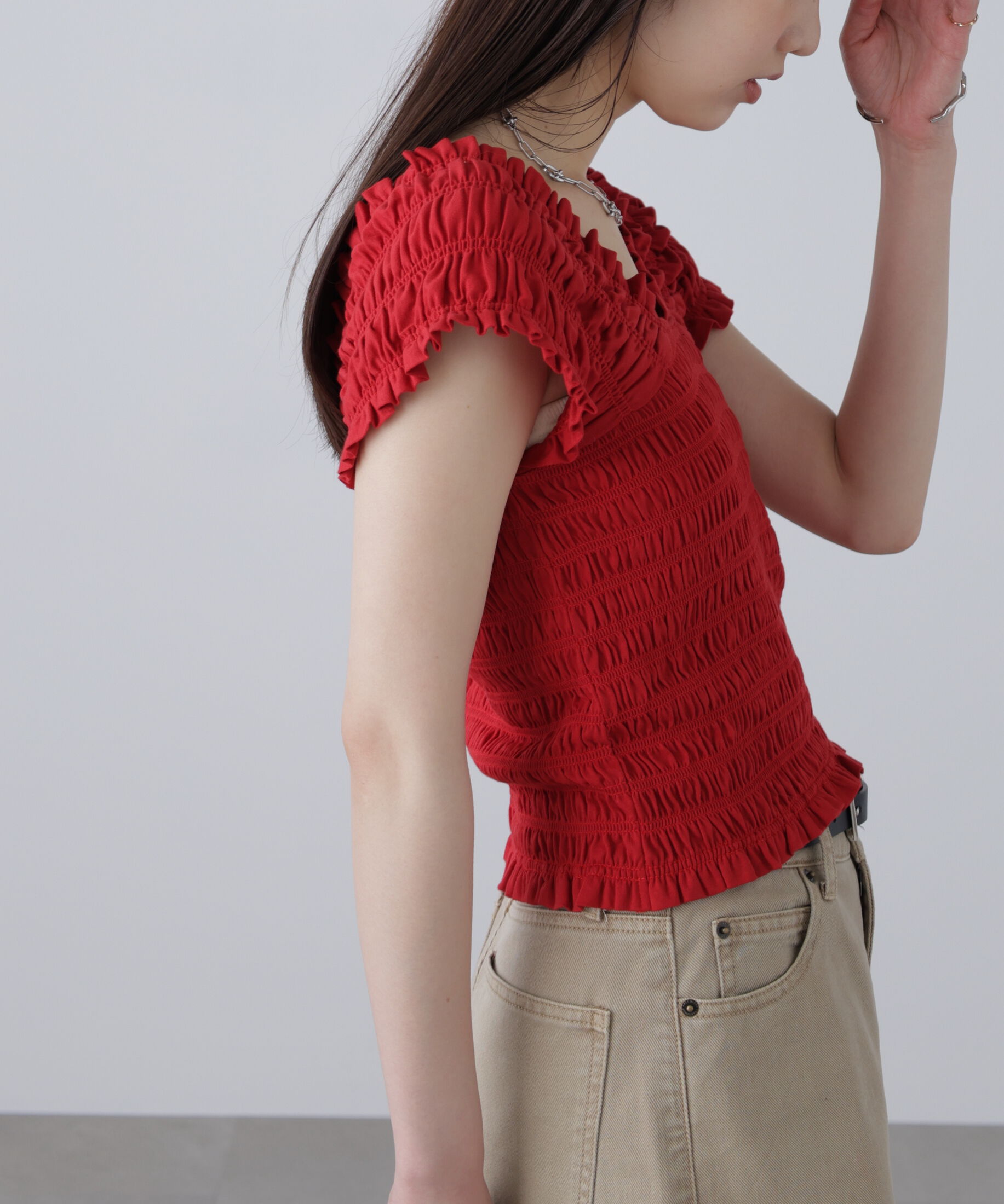  「2wayシャーリングオフショルカットソー」|Tシャツ・カットソー|