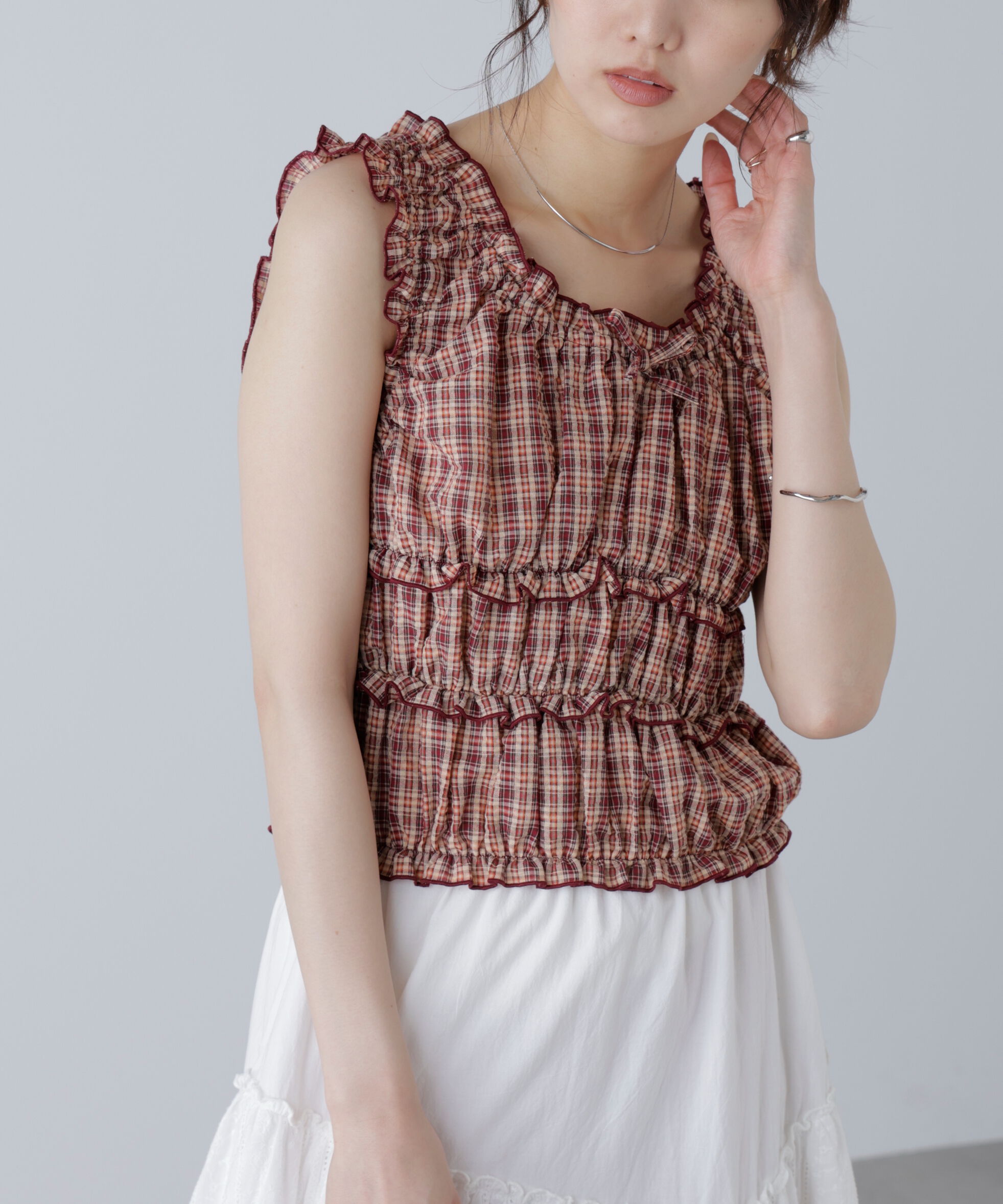  「シャーリングタンクトップブラウス」|シャツ・ブラウス|