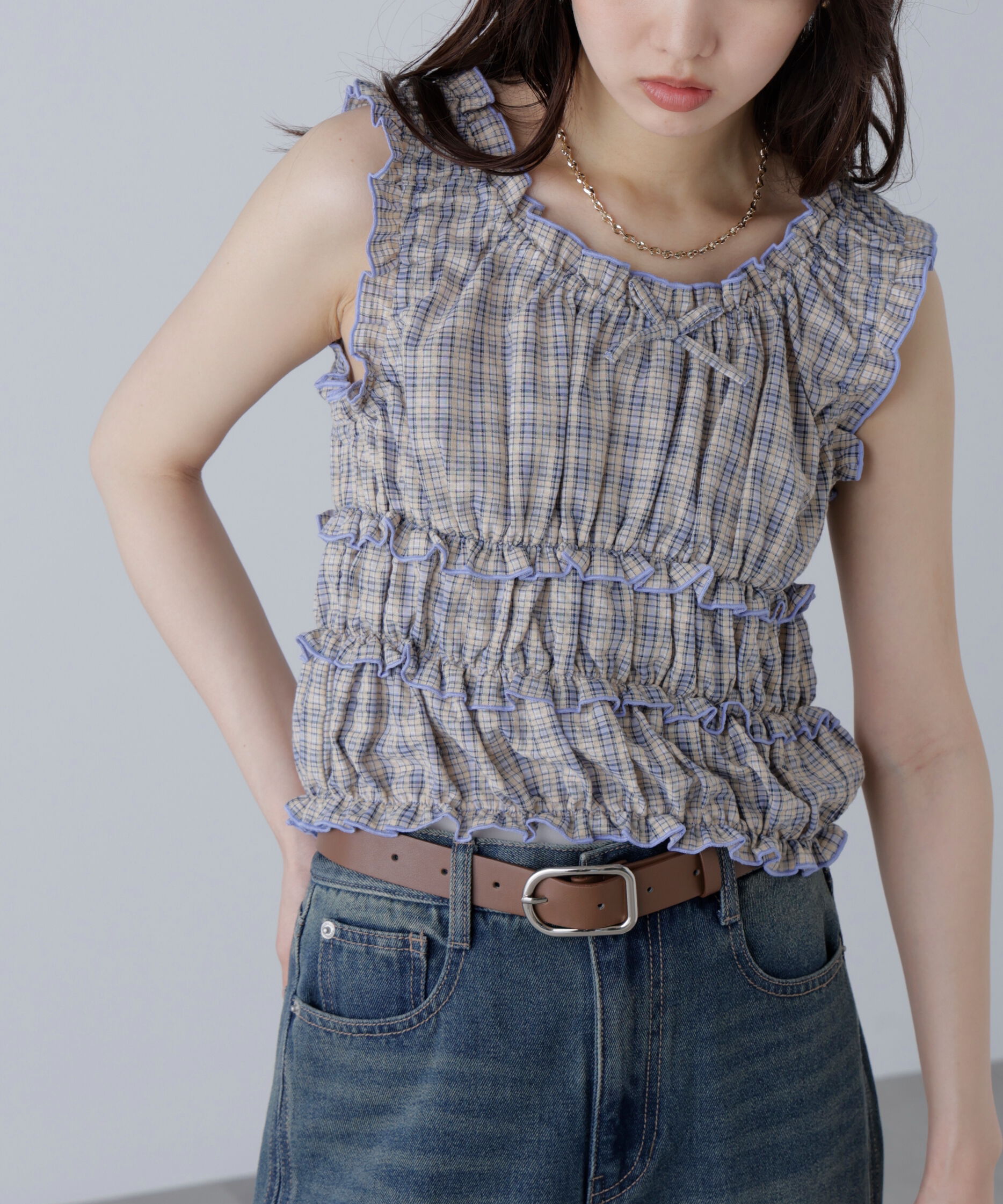  「シャーリングタンクトップブラウス」|シャツ・ブラウス|