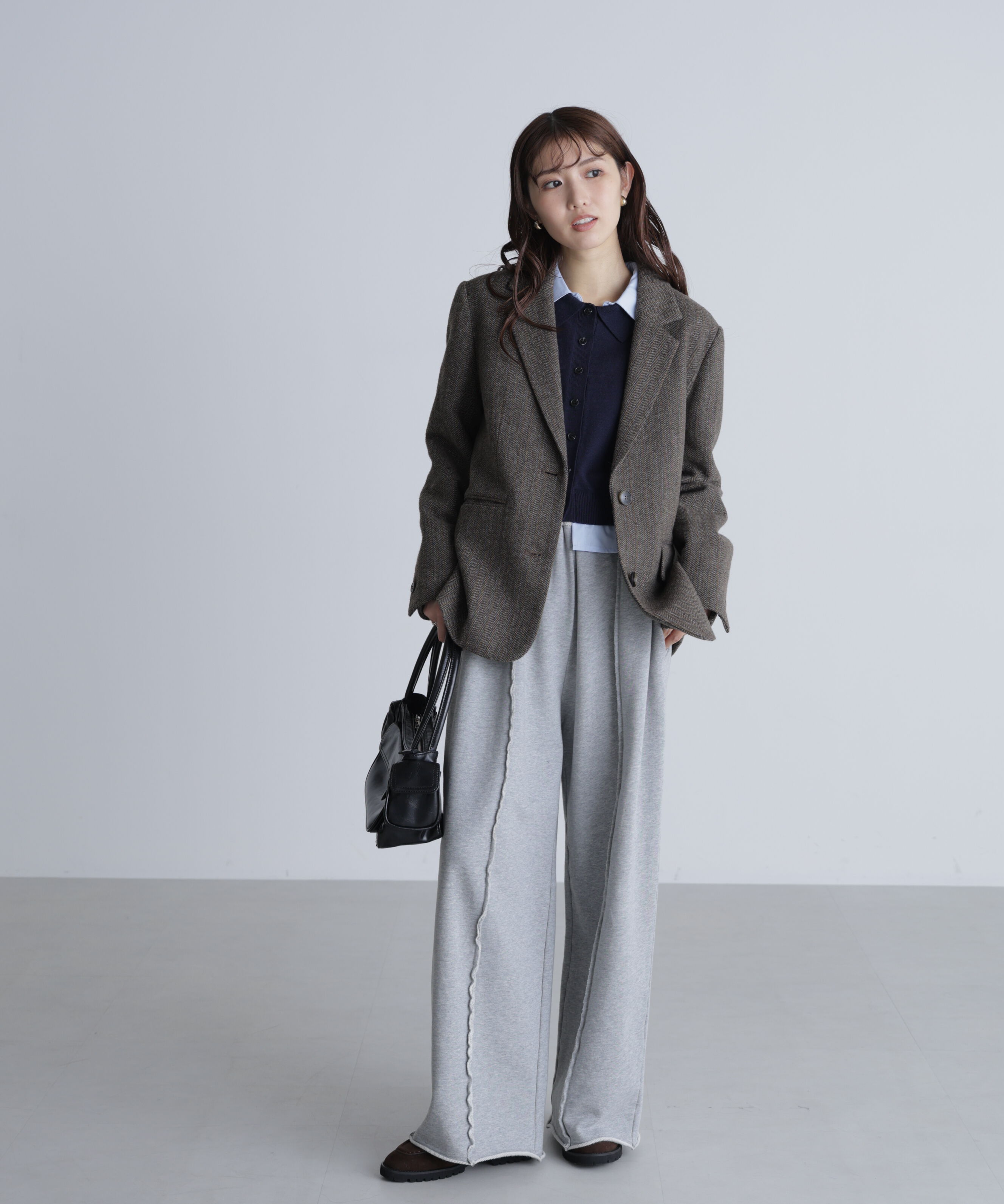  「シャツフェイクレイヤードポロカーディガン」|ニット・セーター|