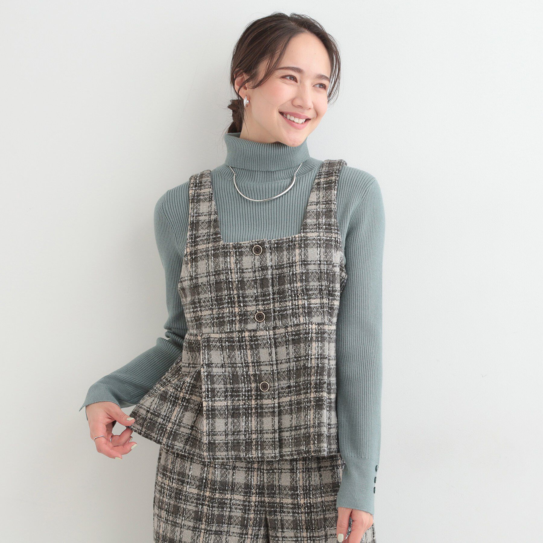 SHOO･LA･RUE「【2点セット】着るだけで決まる クラシカルなツイード調 チェック柄セットアップ」|スーツ|