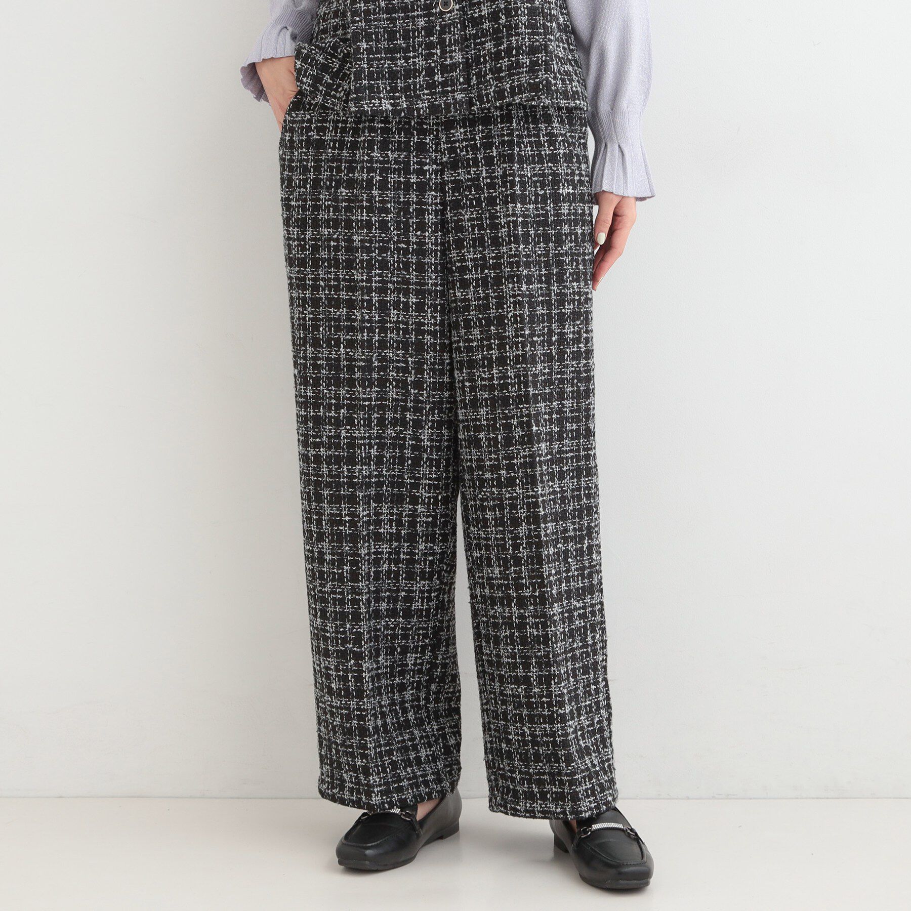 SHOO･LA･RUE「【2点セット】着るだけで決まる クラシカルなツイード調 チェック柄セットアップ」|スーツ|