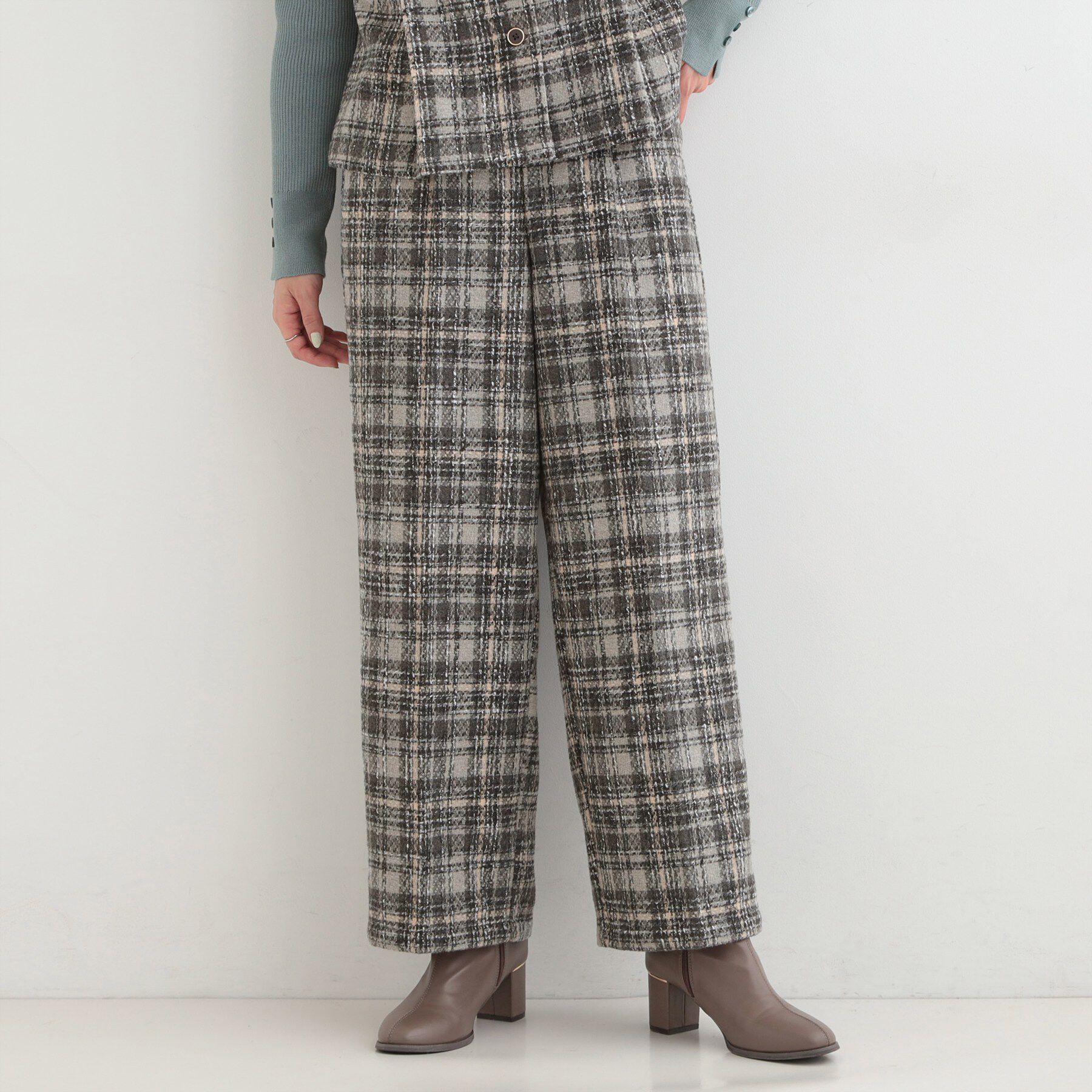 SHOO･LA･RUE「【2点セット】着るだけで決まる クラシカルなツイード調 チェック柄セットアップ」|スーツ|